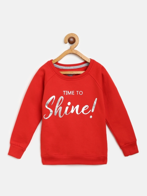 

Eteenz Girls Red & Silver Printed Sweatshirt