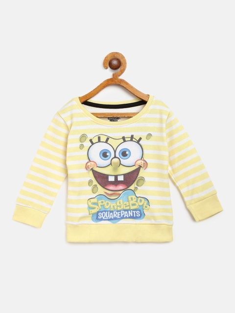 

Eteenz Girls Yellow & White Sponge Bob Printed Sweatshirt
