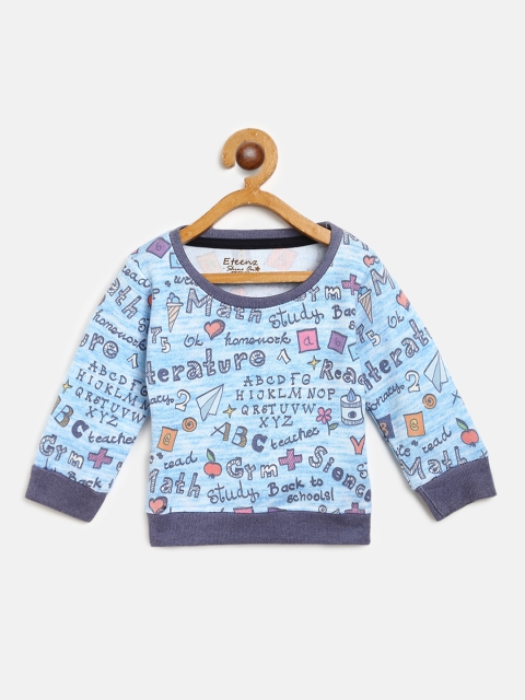 

Eteenz Girls Blue Typography Printed Sweatshirt