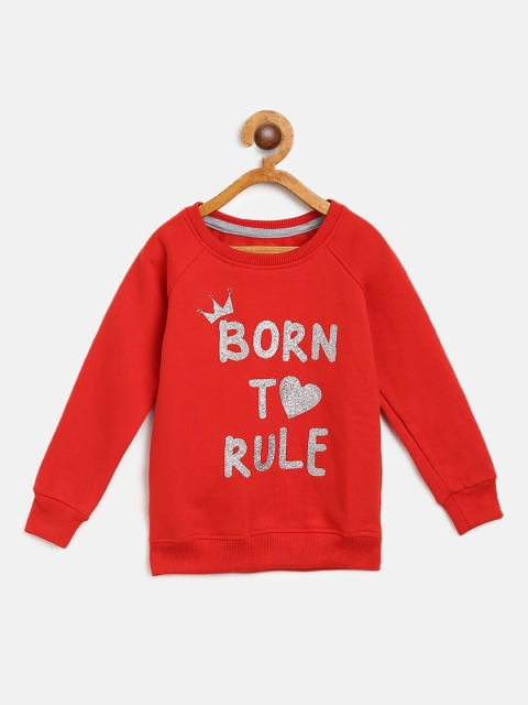 

Eteenz Girls Red & Silver Printed Sweatshirt