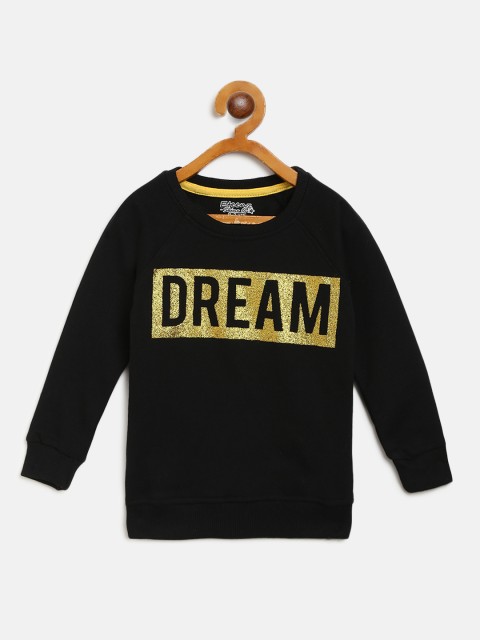 

Eteenz Girls Black & Golden Printed Sweatshirt