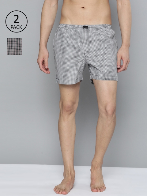 

Mast & Harbour Men Pack of 2 Checked Boxers MNH-BOX-2PP--ND-007, Off white