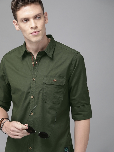 

Roadster Green Turn Men Green Sustainable Sorona Blend Shirt