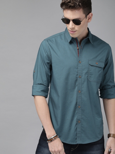 

Roadster Men Blue Regular Fit Solid Casual Shirt