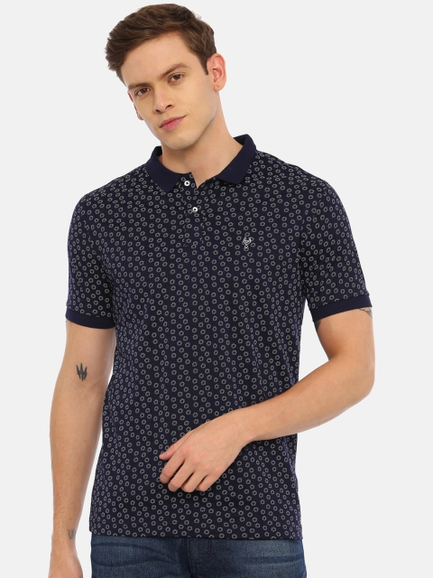 

Classic Polo Men Navy Blue Printed Polo Collar T-shirt