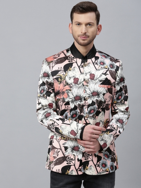 

Theme Men Pink Fitted Printed Single-Breasted Casual Blazer