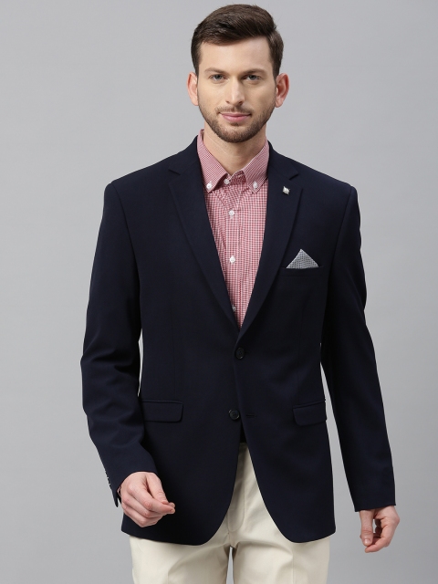 

Theme Men Navy Blue Slim Fit Solid Single-Breasted Formal Blazer