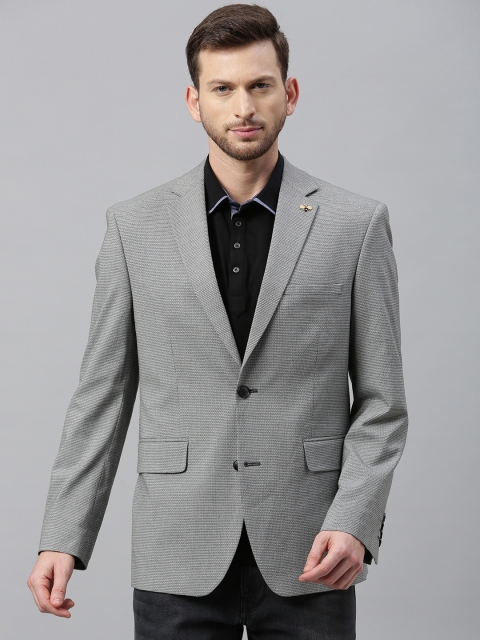 

Theme Men Green Slim Fit Checked Single-Breasted Casual Blazer, Grey