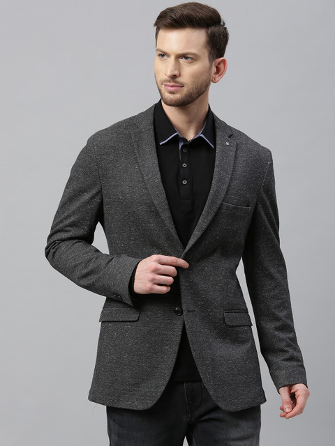 

Theme Men Charcoal Grey Fitted Solid Single-Breasted Casual Blazer