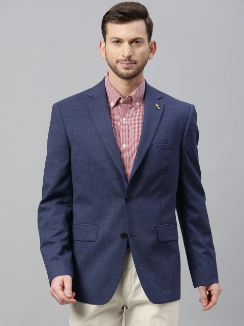 

Theme Men Blue Slim Fit Self Design Single-Breasted Formal Blazer
