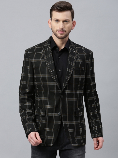 

Theme Men Black & White Slim Fit Checked Single-Breasted Casual Blazer