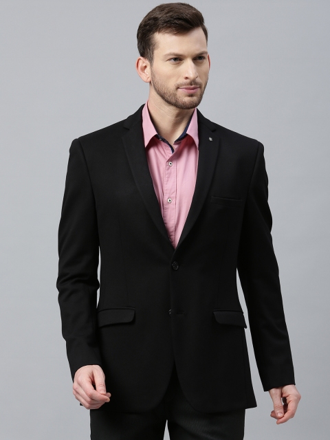 

Theme Men Black Solid Fitted Single-Breasted Formal Blazer