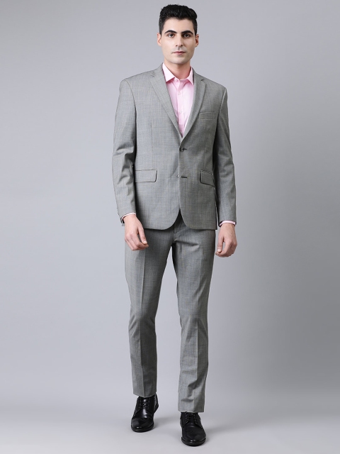

SUITLTD Men Grey Solid Regular Fit Single-Breasted Formal Suit