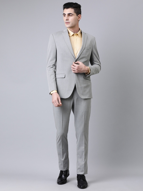 

SUITLTD Men Grey Solid Slim-Fit Single-Breasted Formal Suit