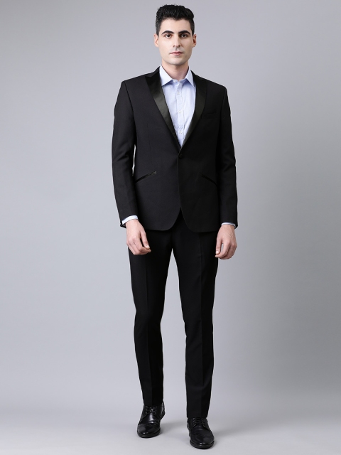 

SUITLTD Men Black Solid Slim-Fit Tuxedo Formal Suit