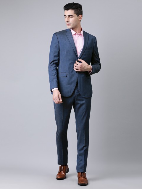 

SUITLTD Men Blue Solid Regular Fit Single-Breasted Formal Suit