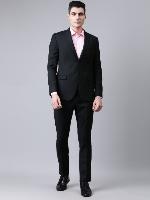 

SUITLTD Men Navy Blue Solid Slim Fit Single-Breasted Formal Suit