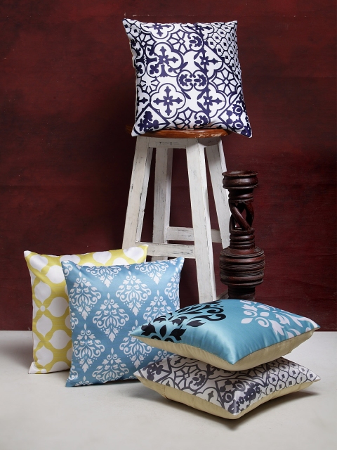 

HOSTA HOMES Multicoloured Set of 5 Ethnic Motifs Square Cushion Covers, Multi