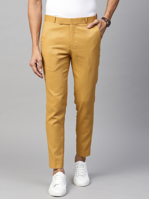 

DENNISON Men Mustard Yellow Smart Tapered Fit Solid Cropped Regular Trousers