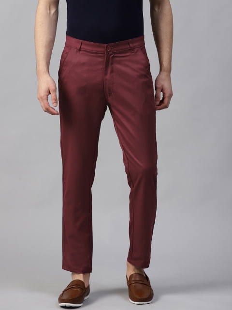 

DENNISON Men Maroon Smart Tapered Fit Solid Chinos