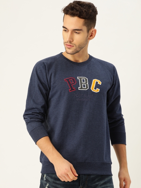 

PORTBLAIR Men Navy Blue Applique Design Sweatshirt