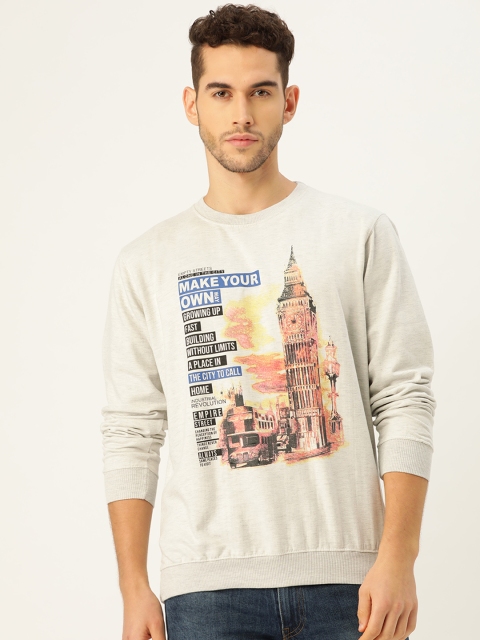 

PORTBLAIR Men Grey & Black Printed Sweatshirt