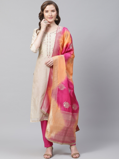 

Readiprint Fashions Beige & Pink Yoke Design Unstitched Dress Material