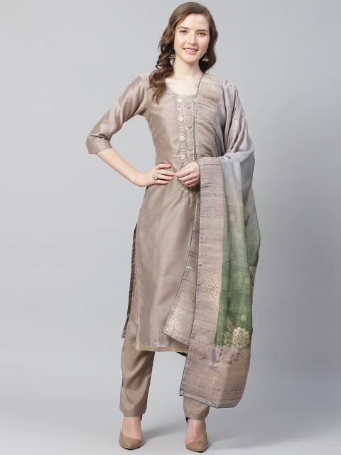 

Readiprint Fashions Taupe Unstitched Dress Material