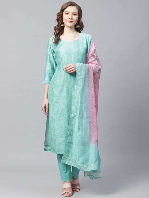 

Readiprint Fashions Blue & Pink Self-Striped Unstitched Dress Material