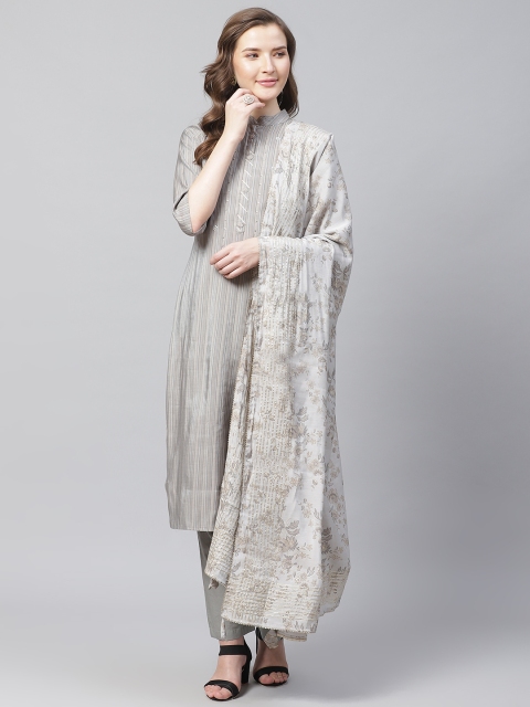 

Readiprint Fashions Grey Striped Unstitched Dress Material