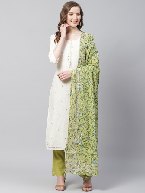 

Readiprint Fashions Off-White & Green Embroidered Unstitched Dress Material