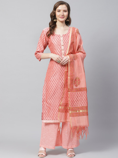 

Readiprint Fashions Peach-Coloured Printed Unstitched Dress Material