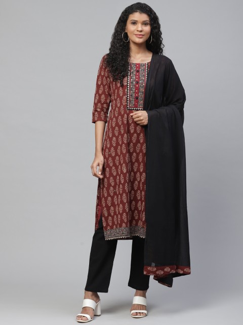 

Readiprint Fashions Maroon & Black Unstitched Dress Material