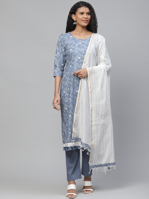 

Readiprint Fashions Blue & White Unstitched Dress Material