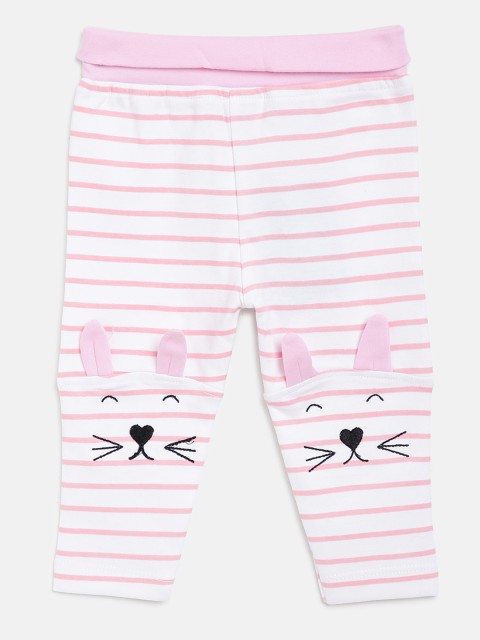 

Moms Love Girls Pink & White Striped Ankle-Length Leggings