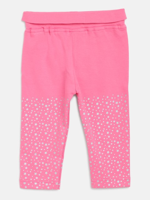 

Moms Love Girls Pink & Silver Star Print Ankle-Length Leggings