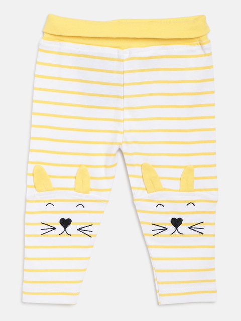

Moms Love Girls Yellow & White Striped Ankle-Length Leggings