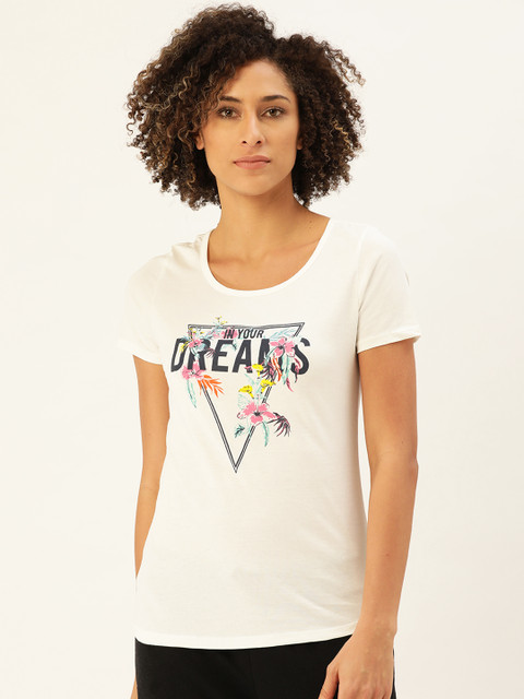 

Undercolors of Benetton Women White Printed Round Neck Lounge T-shirt