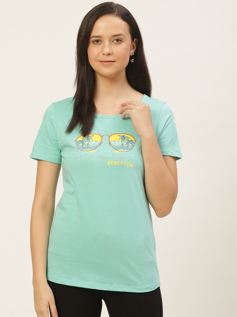 

Undercolors of Benetton Women Sea Green Printed Round Neck Lounge T-shirt