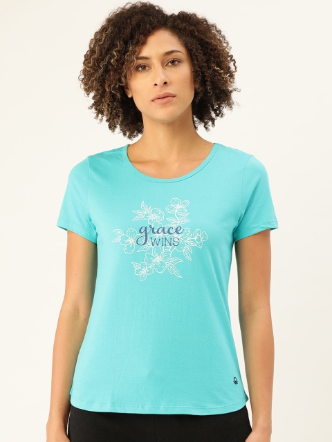 

Undercolors of Benetton Women Blue Printed Round Neck Lounge T-shirt