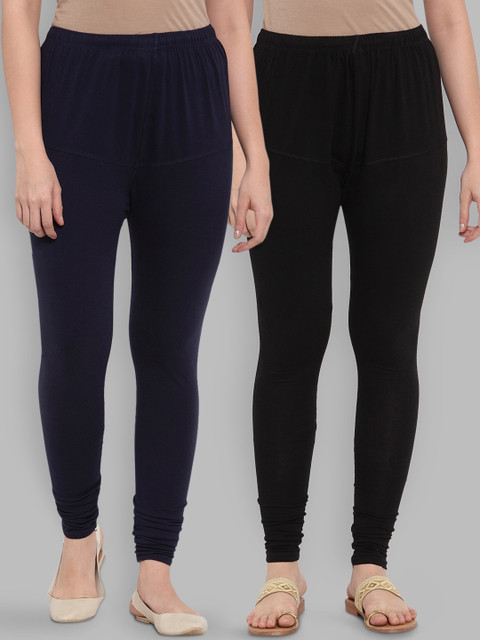 

Jompers Women Pack Of 2 Solid Churidar-Length Leggings, Black