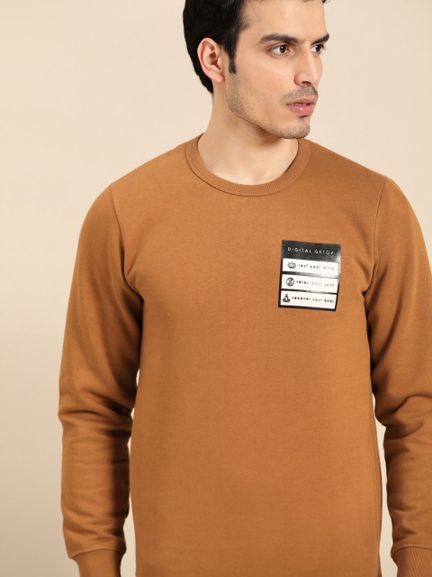 

ether Men Rust Mustard Brown Applique Detail Sweatshirt
