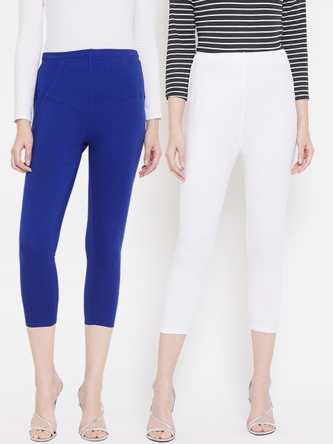 

Tulsattva Women Pack Of 2 Solid Three-Fourth Length Leggings, White