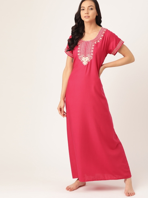 

ETC Magenta Embroidered Maxi Nightdress