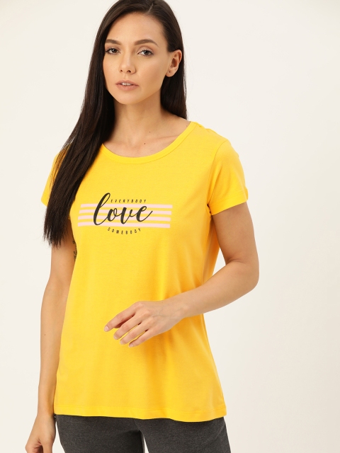 

ETC Women Yellow Printed Lounge T-shirt