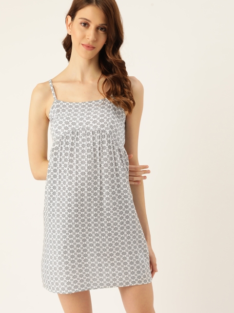 

ETC White & Black Floral Print Nightdress