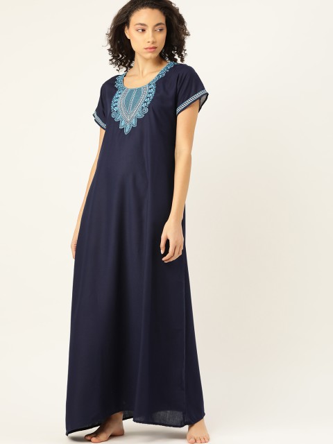 

ETC Navy Blue Yoke Design Nightdress