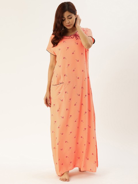 

ETC Coral Orange Printed Nightdress