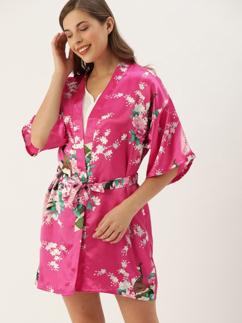 

ETC Pink Floral Printed Night Robe