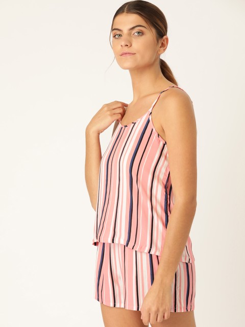 

ETC Women Pink & White Striped Night suit